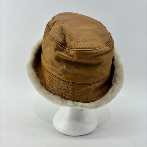 Wilsons Leather Bucket Hat Leather Sherpa Lined Tan 90s Size S/M main image 7